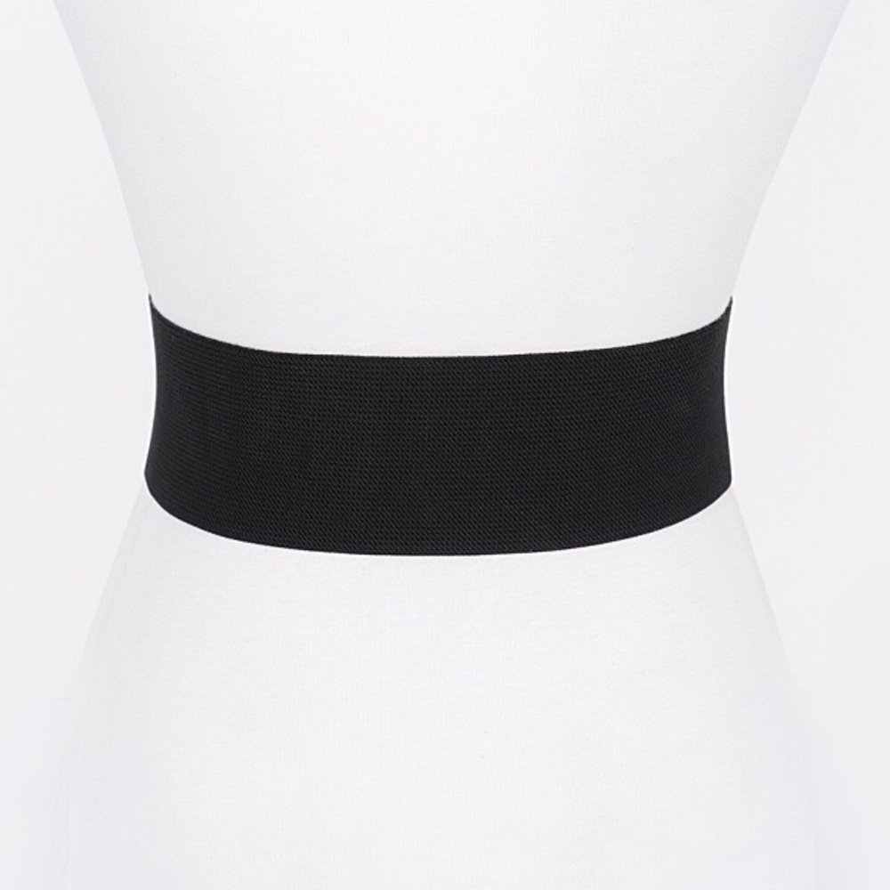 Plus Size Black Elastic Stretch Statement Belt wi… - image 3